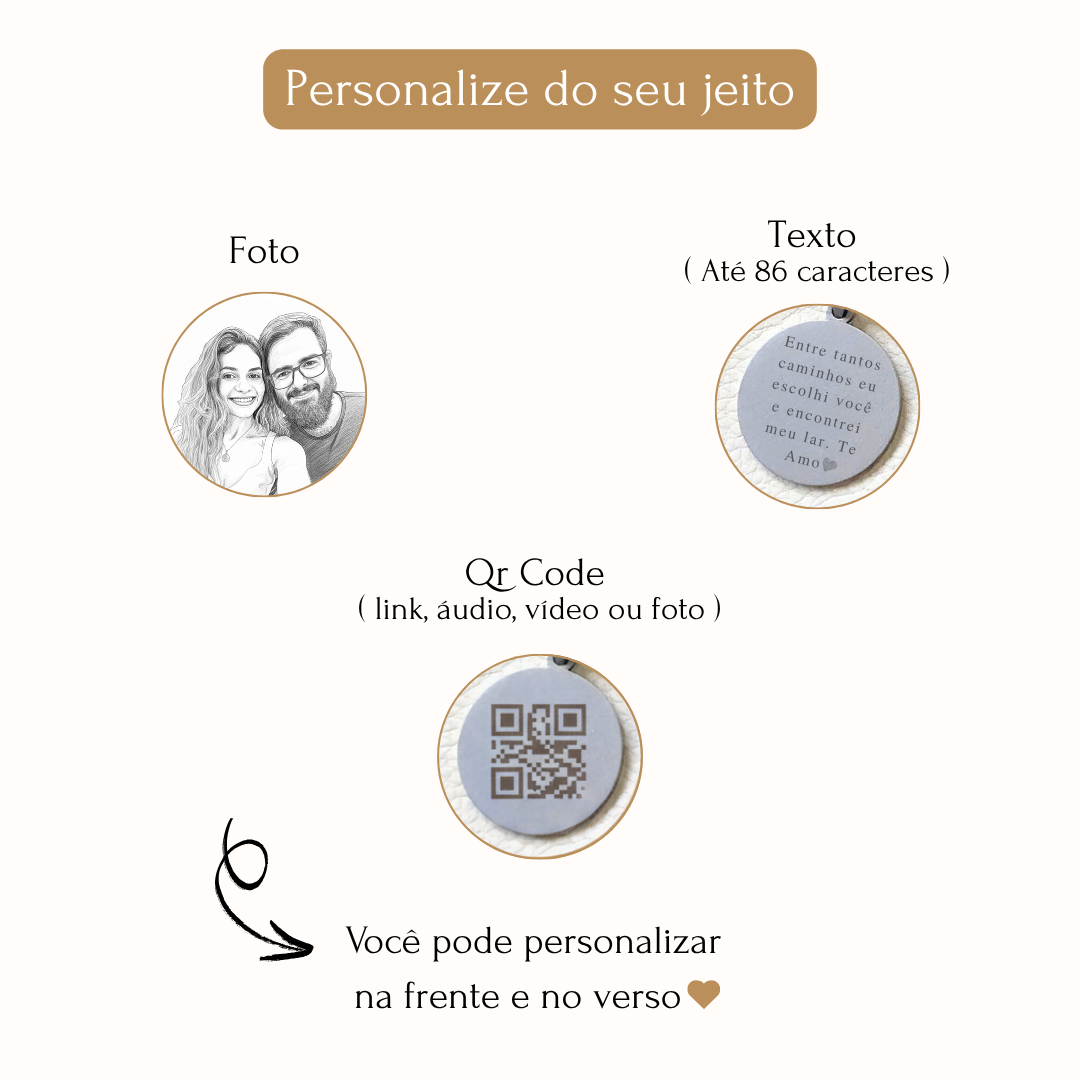 4 - Colar personalizado com QR code, texto ou foto
